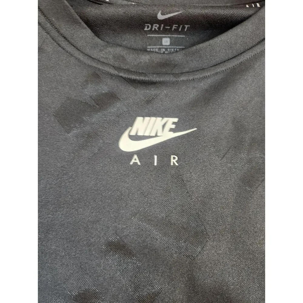 Nike Air womens sz1X long sleeve crop running training black white allover print